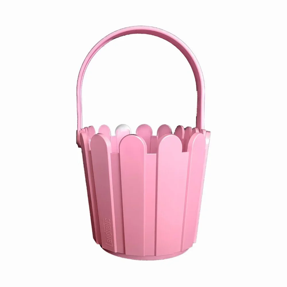 EUC Pink Plastic Picket Fence Basket with Handle